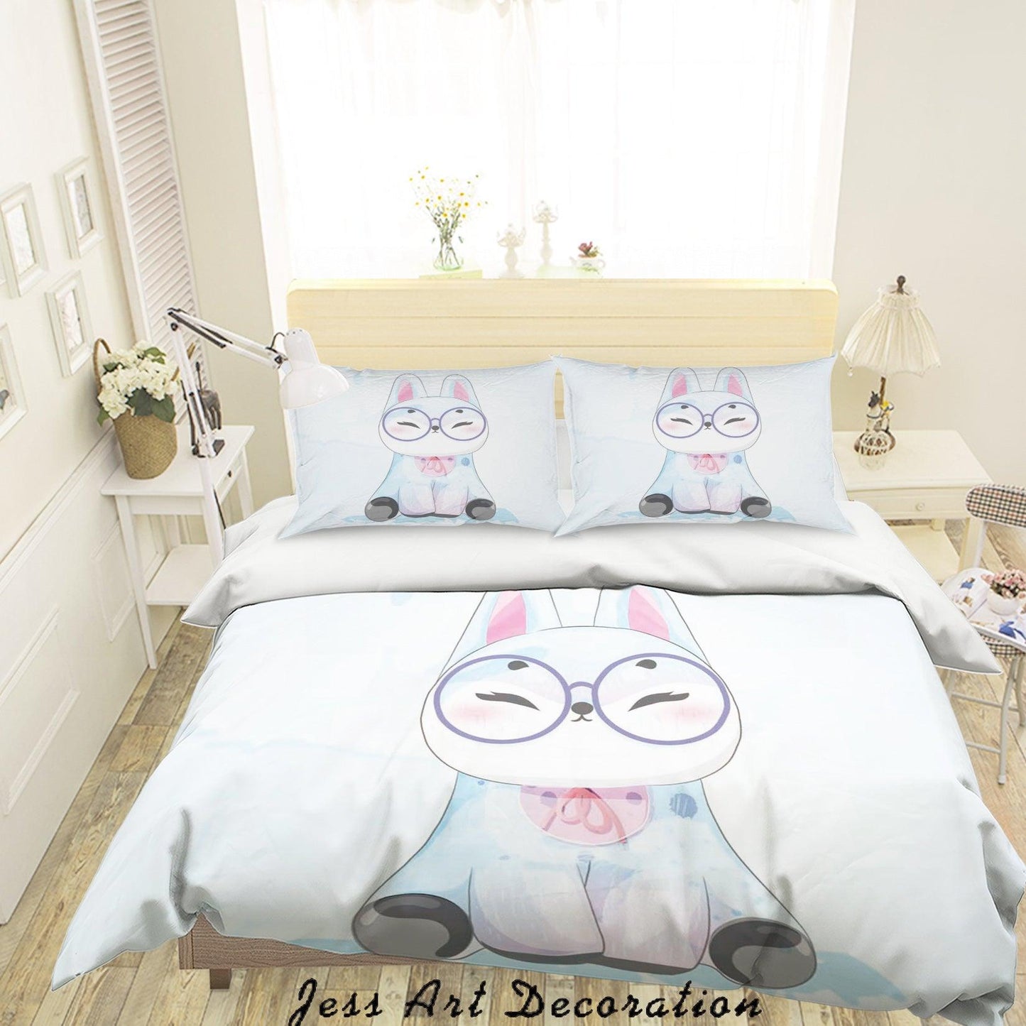 3D Blue Cartoon Animal Quilt Cover Set Bedding Set Duvet Cover Pillowcases SF71