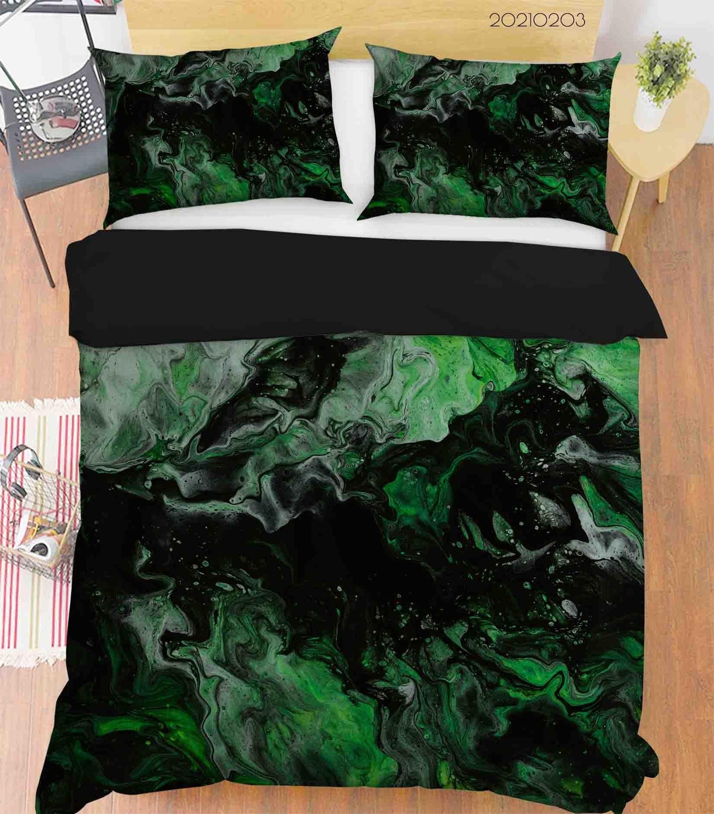 3D Abstract Green Marble Texture Quilt Cover Set Bedding Set Duvet Cover Pillowcases 51