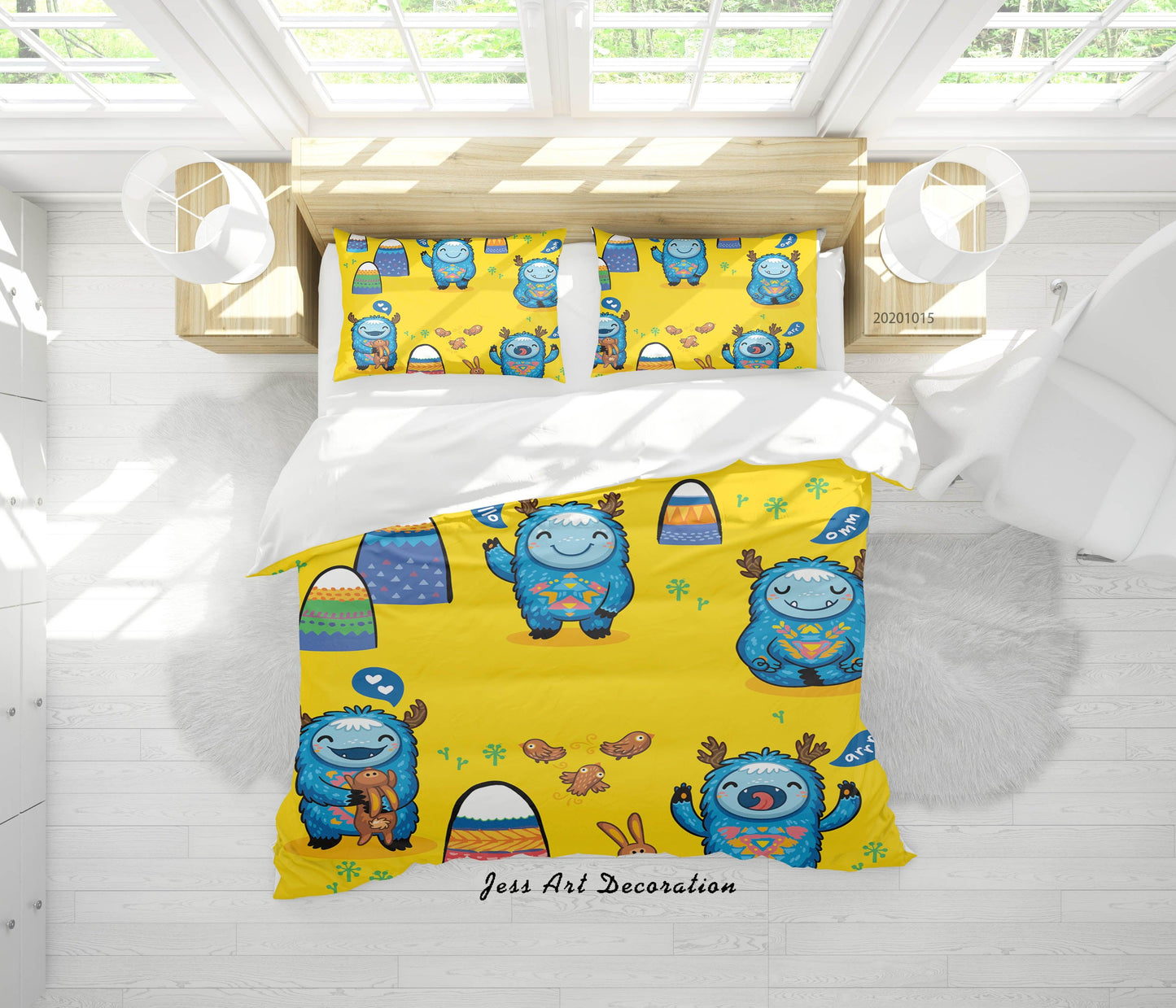3D Cartoon Animal Monsters Pattern Quilt Cover Set Bedding Set Duvet Cover Pillowcases WJ 9674