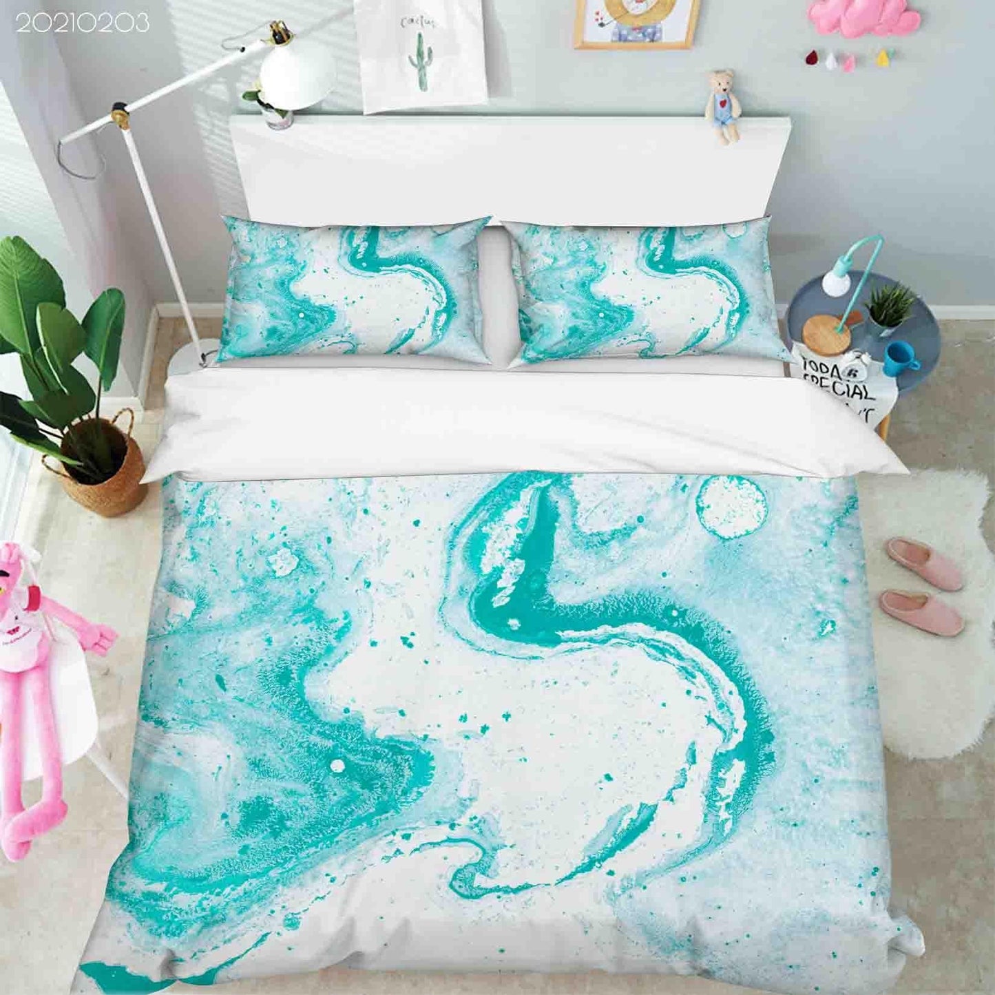 3D Abstract Green Marble Texture Quilt Cover Set Bedding Set Duvet Cover Pillowcases 48