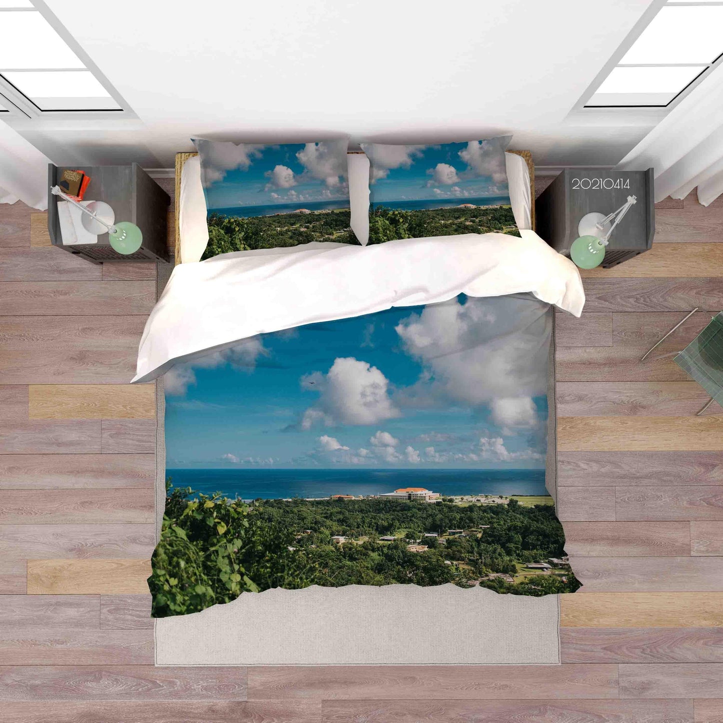 3D Blue Sky White Cloud Sea Landscape Quilt Cover Set Bedding Set Duvet Cover Pillowcases LQH 92