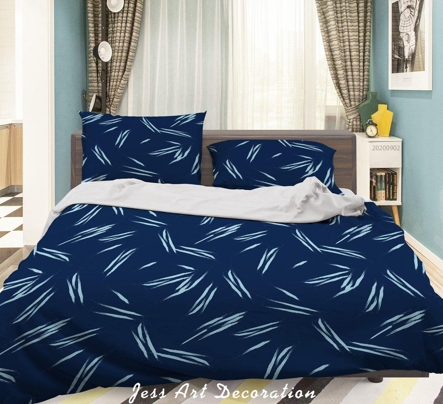 3D Bamboo Leaves Pattern Quilt Cover Set Bedding Set Duvet Cover Pillowcases WJ 1408