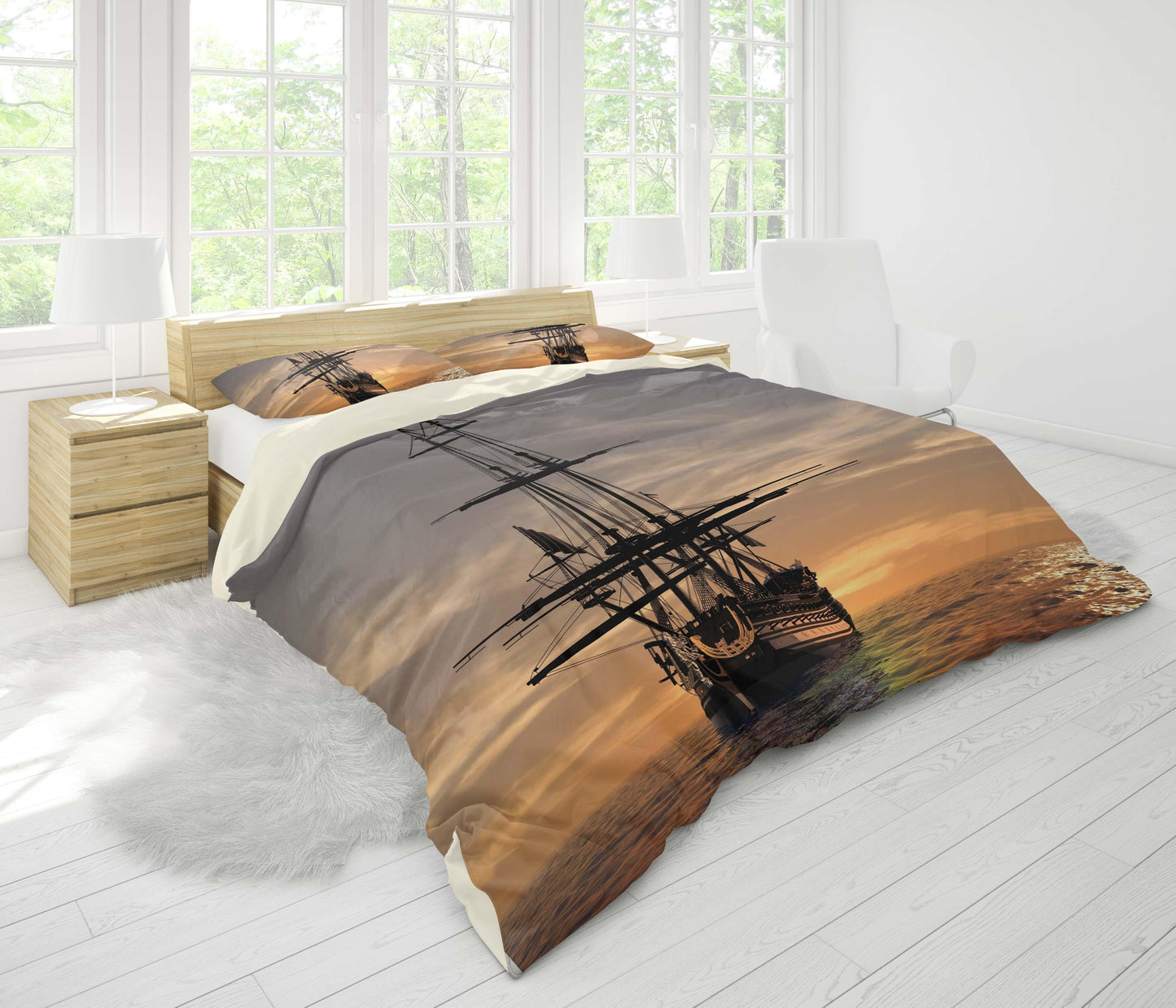 3D Boat Quilt Cover Set Bedding Set Pillowcases 01
