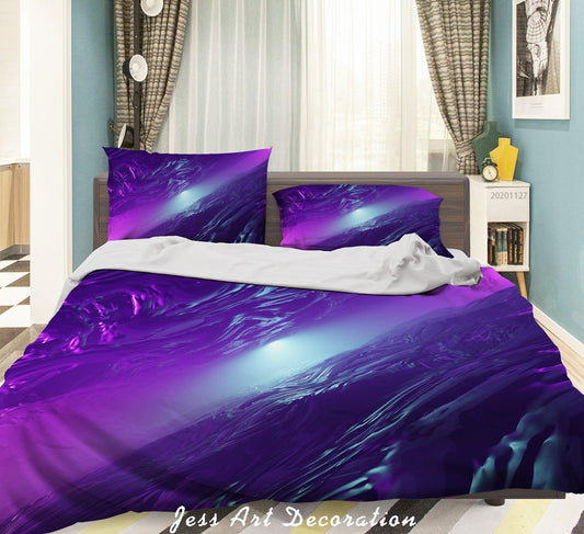 3D Abstract Purple Glowing Quilt Cover Set Bedding Set Duvet Cover Pillowcases LXL