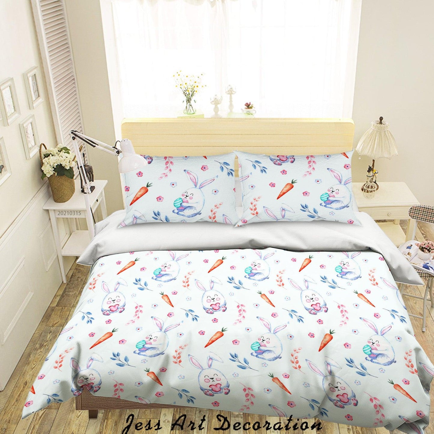 3D Cartoon Animal Rabbit Carrot Quilt Cover Set Bedding Set Duvet Cover Pillowcases 131