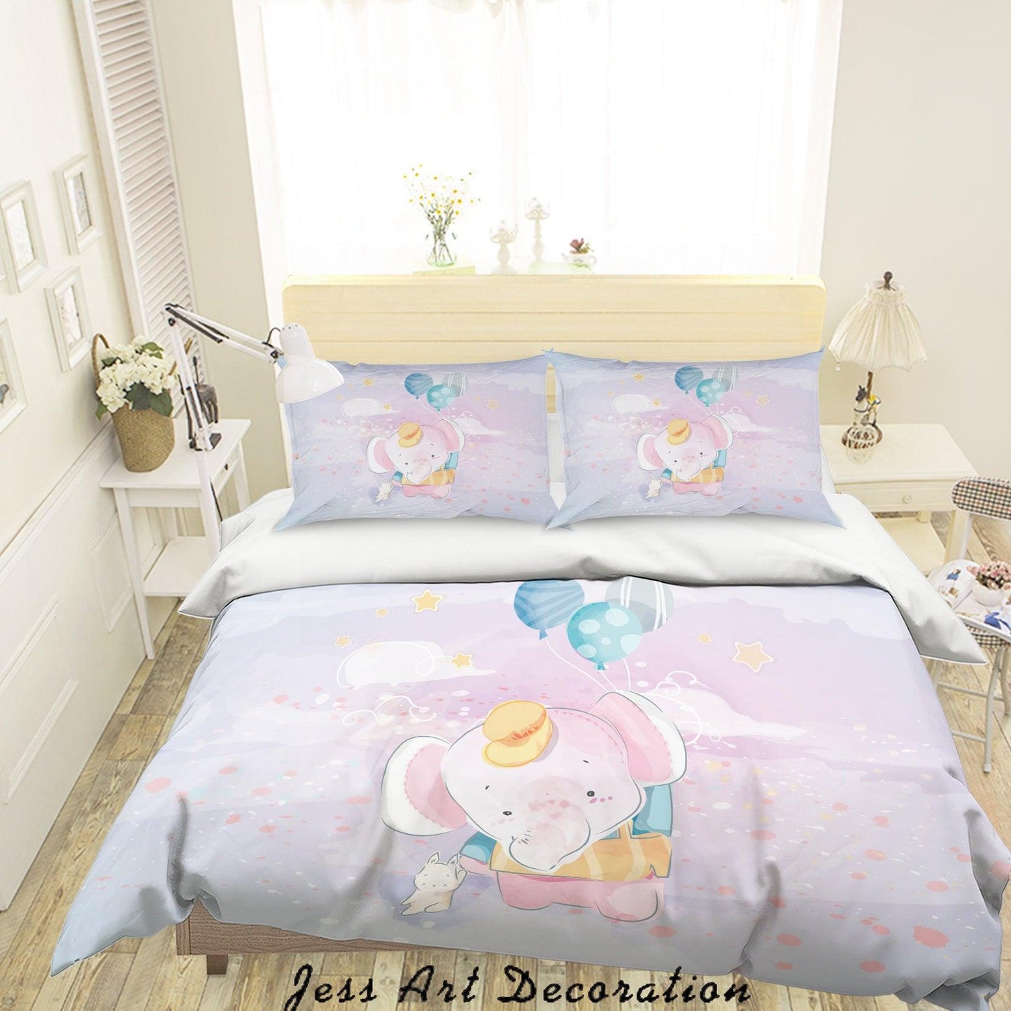 3D Balloon Elephant Quilt Cover Set Bedding Set Duvet Cover Pillowcases SF87