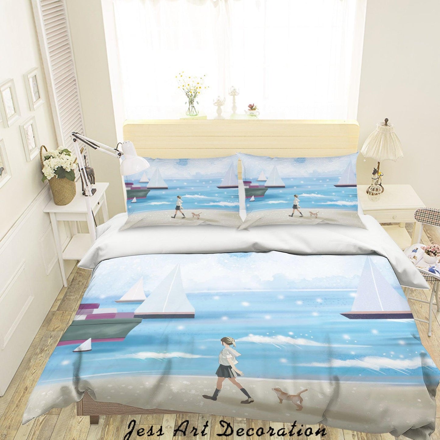 3D Cartoon Ocean Sailing Boy Quilt Cover Set Bedding Set Duvet Cover Pillowcases A596 LQH
