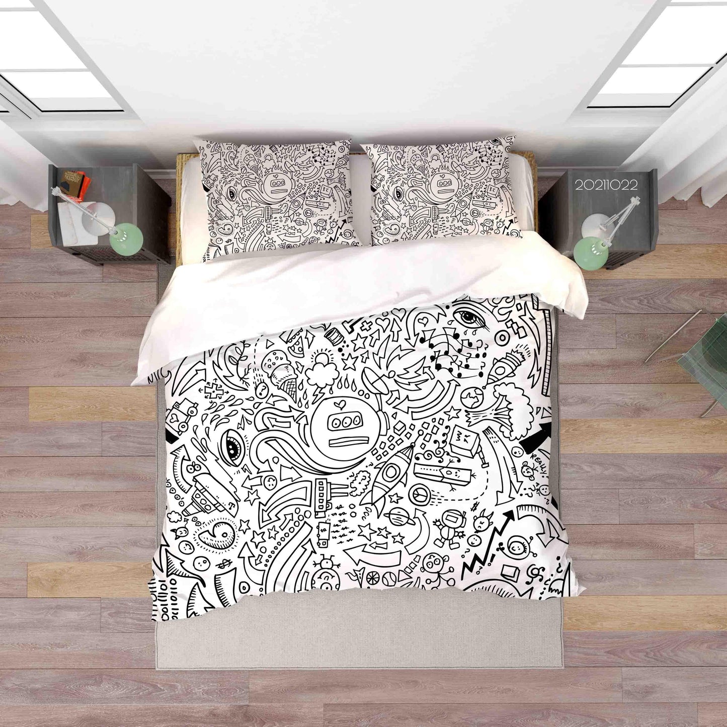3D Cartoon Pattern Graffiti Quilt Cover Set Bedding Set Duvet Cover Pillowcases 61