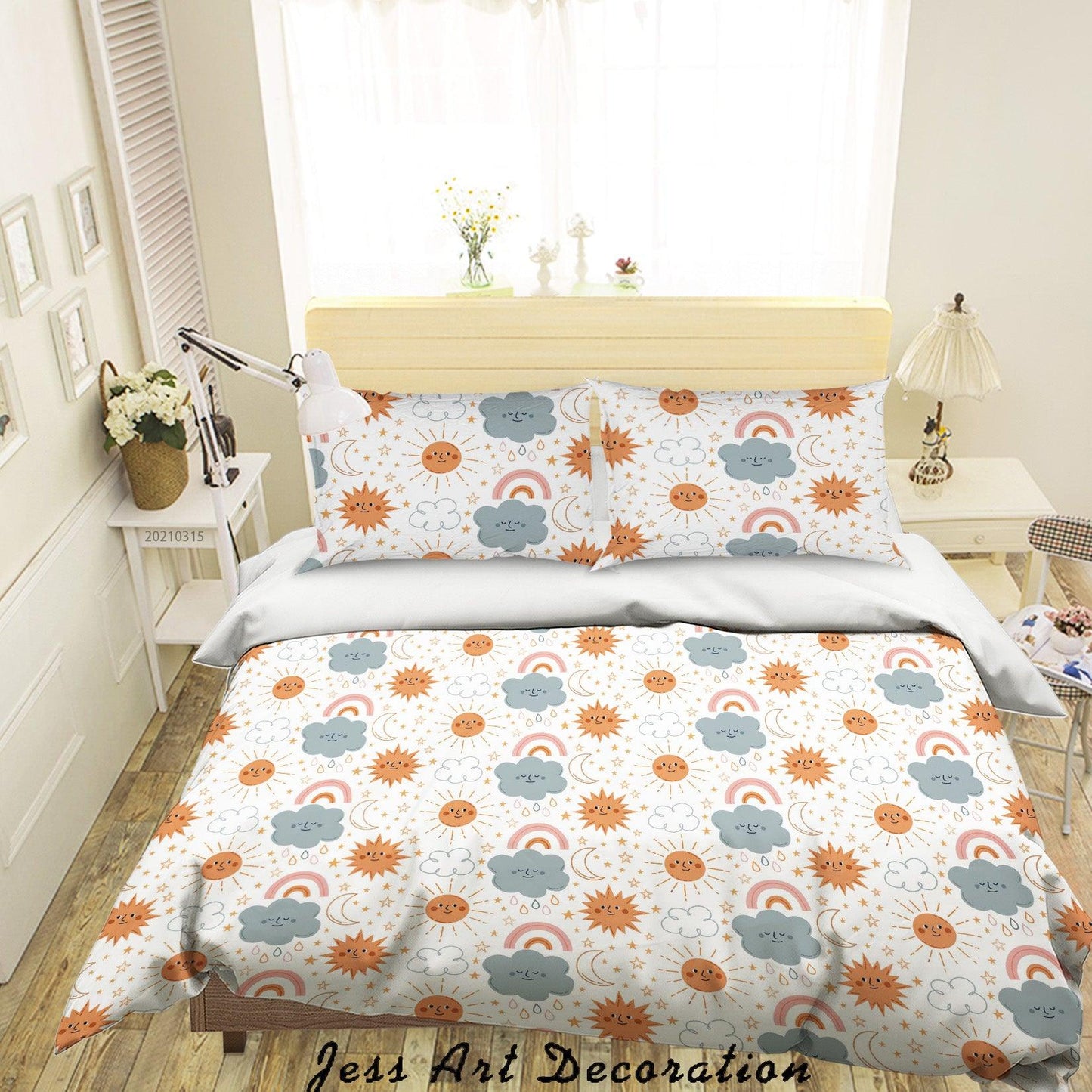 3D Cartoon Cloud Sun Quilt Cover Set Bedding Set Duvet Cover Pillowcases 105