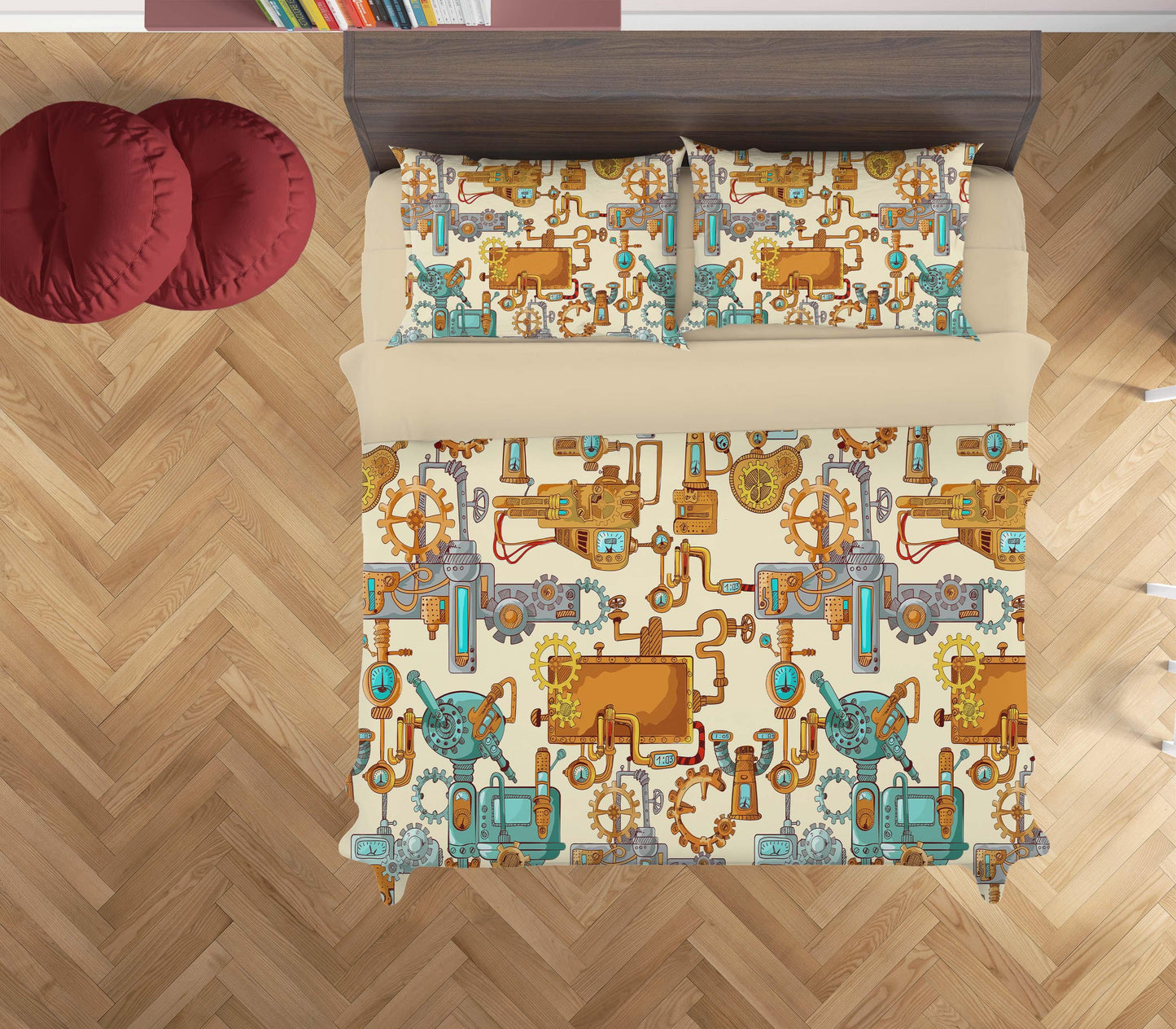 3D Cartoon Industrial Pipeline Gear Quilt Cover Set Bedding Set Duvet Cover Pillowcases SF63