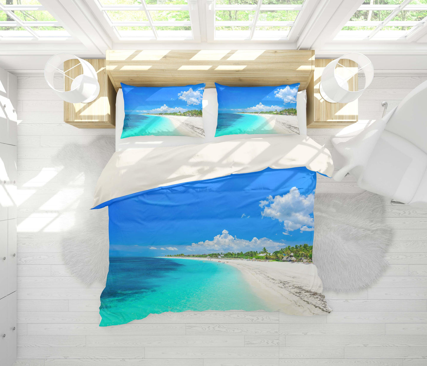 3D Beach Blue Sea Sky Quilt Cover Set Bedding Set Pillowcases 79