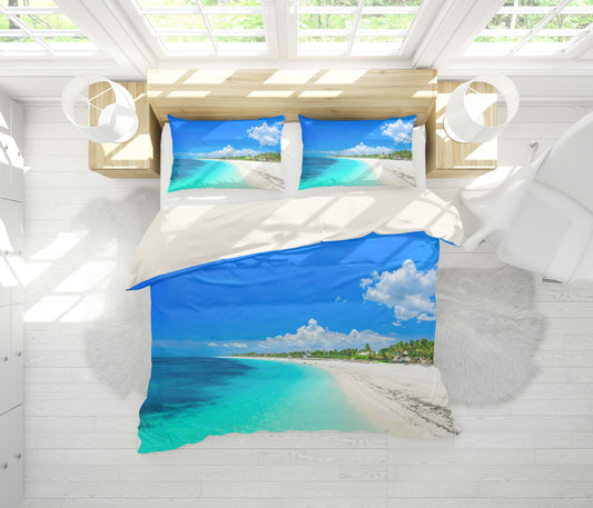 3D Beach Blue Sea Sky Quilt Cover Set Bedding Set Pillowcases 79