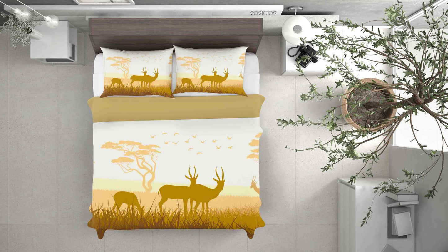 3D Cartoon Forest Animal Elk Quilt Cover Set Bedding Set Duvet Cover Pillowcases 62 LQH