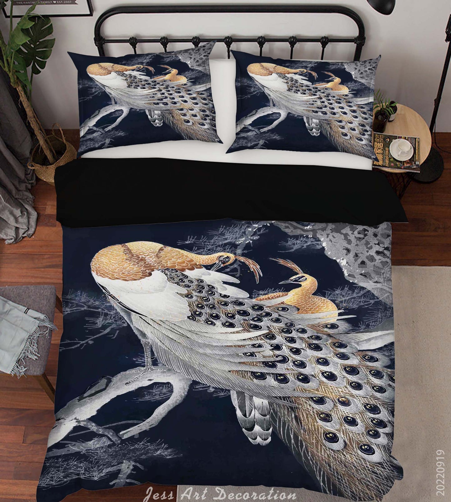 3D Animal Peacock Gray Quilt Cover Set Bedding Set Duvet Cover Pillowcase 239