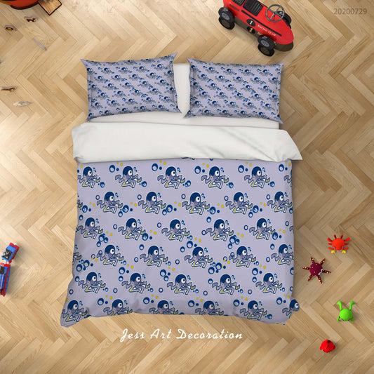 3D Cartoon Blue Octopus Quilt Cover Set Bedding Set Duvet Cover Pillowcases LXL 138