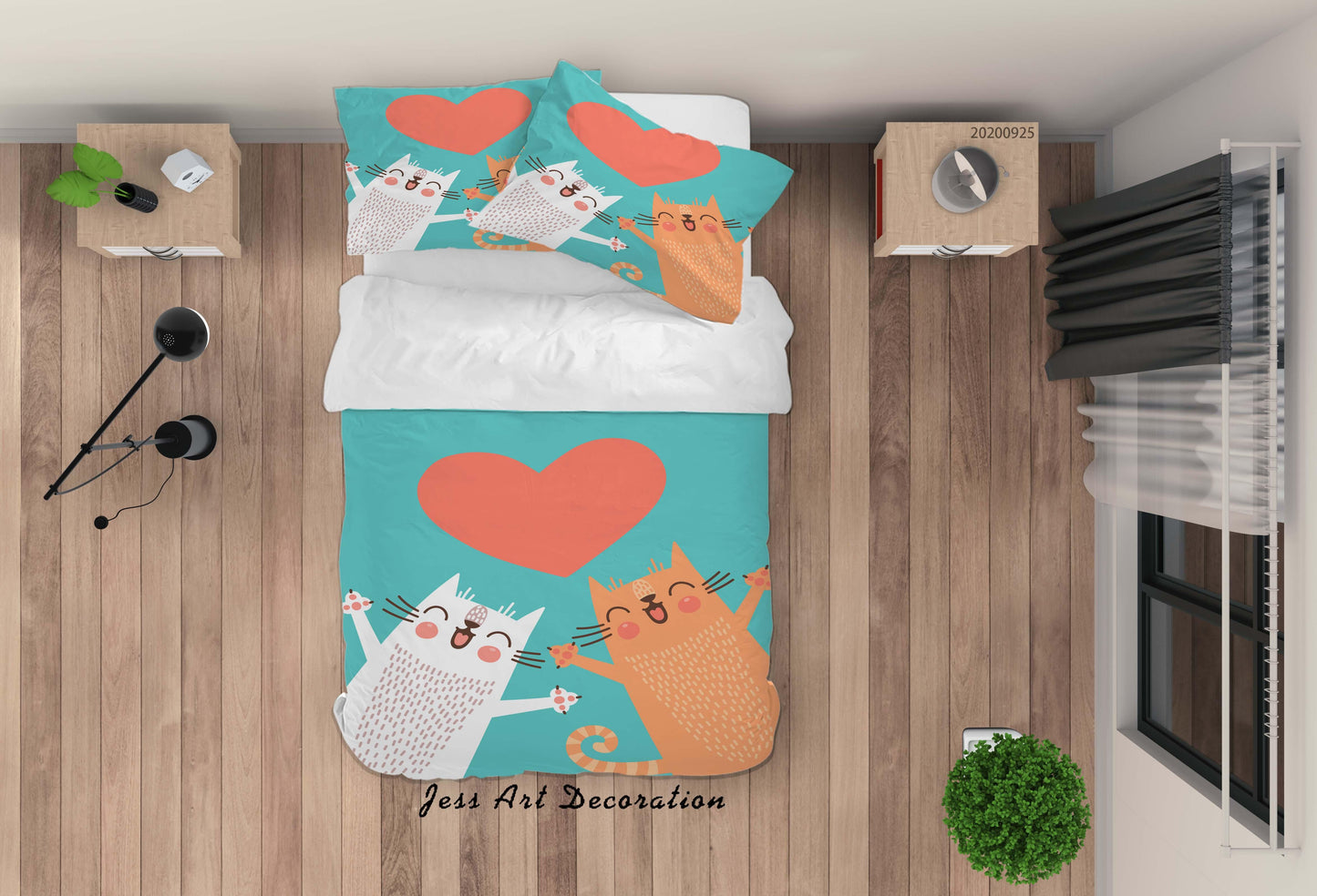 3D Cartoon Animal Cat Pattern Quilt Cover Set Bedding Set Duvet Cover Pillowcases WJ 6469