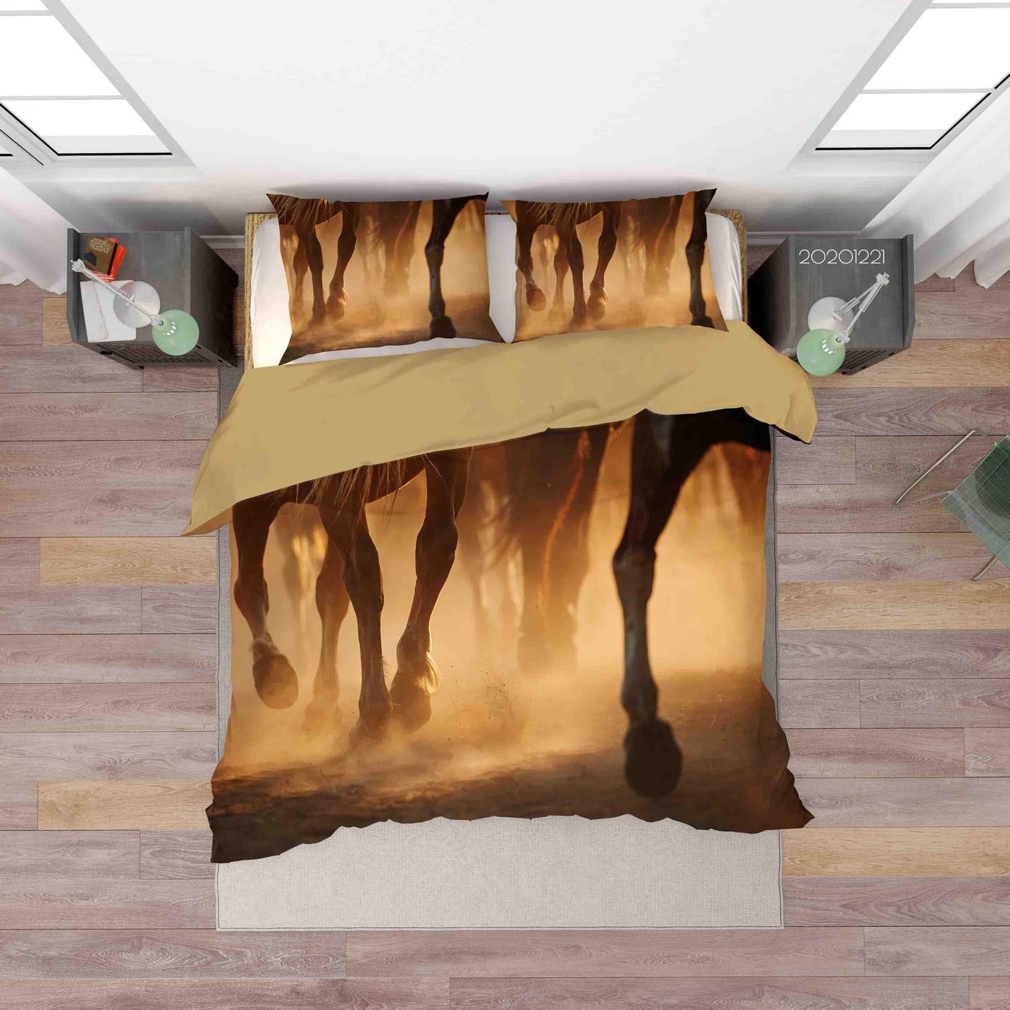 3D Brown Running Horse Quilt Cover Set Bedding Set Duvet Cover Pillowcases 207 LQH