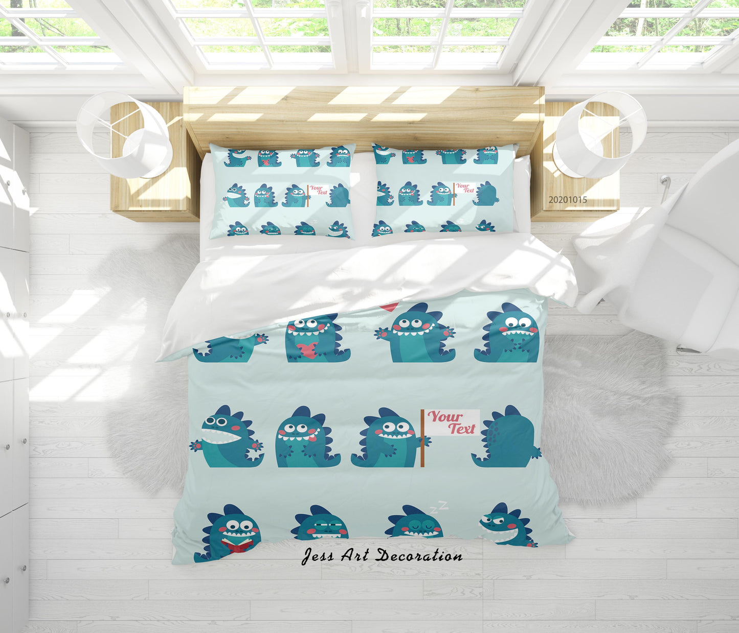 3D Cartoon Animal Monsters Pattern Quilt Cover Set Bedding Set Duvet Cover Pillowcases WJ 9676