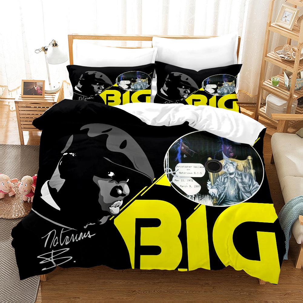 3D Black Yellow The Notorious B.I.G Quilt Cover Set Bedding Set Duvet Cover Pillowcases SF148