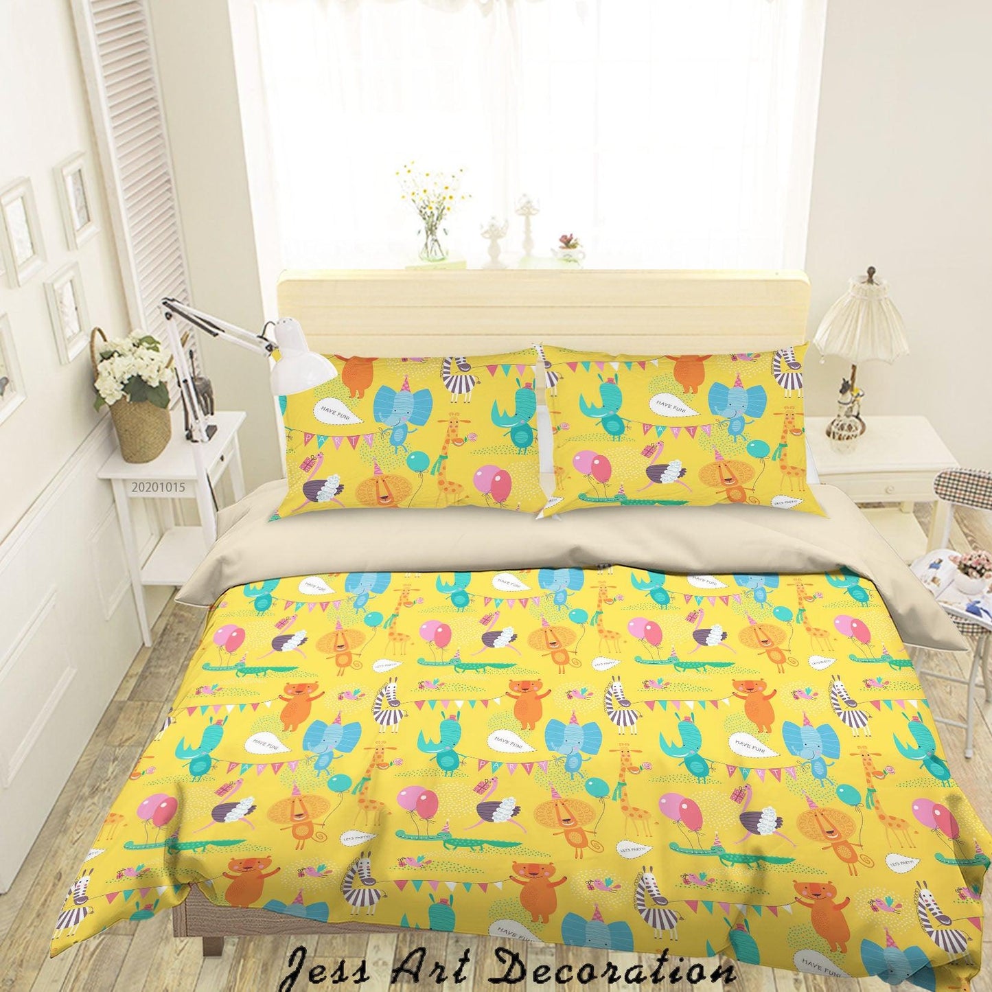 3D Cartoon Animal Elephant Lion Pattern Quilt Cover Set Bedding Set Duvet Cover Pillowcases WJ 9661