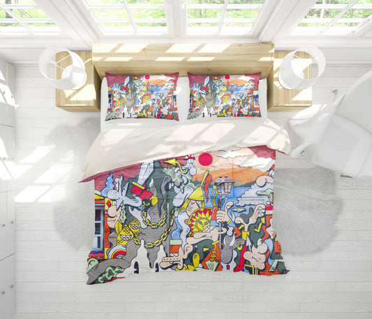 3D Cartoon Graffiti Quilt Cover Set Bedding Set Pillowcases 19