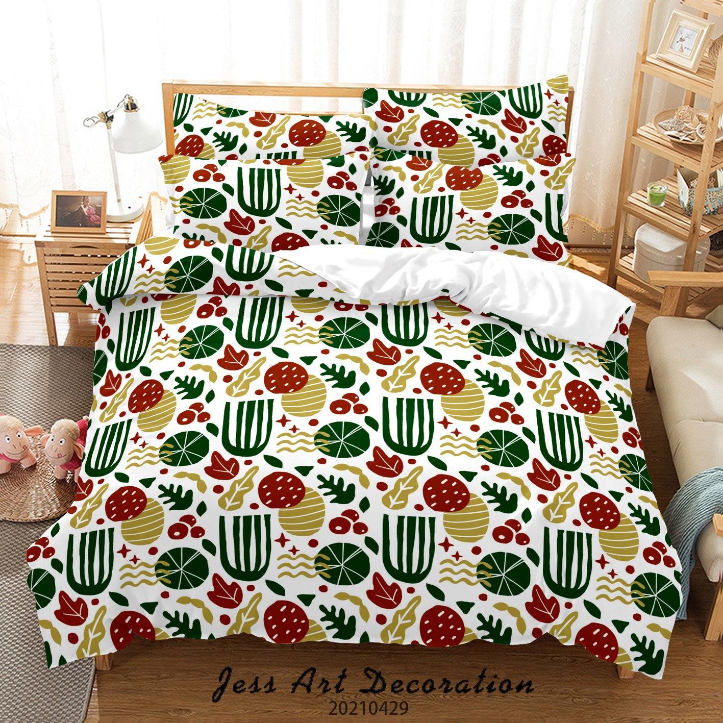 3D Abstract Green Leaf Quilt Cover Set Bedding Set Duvet Cover Pillowcases 5