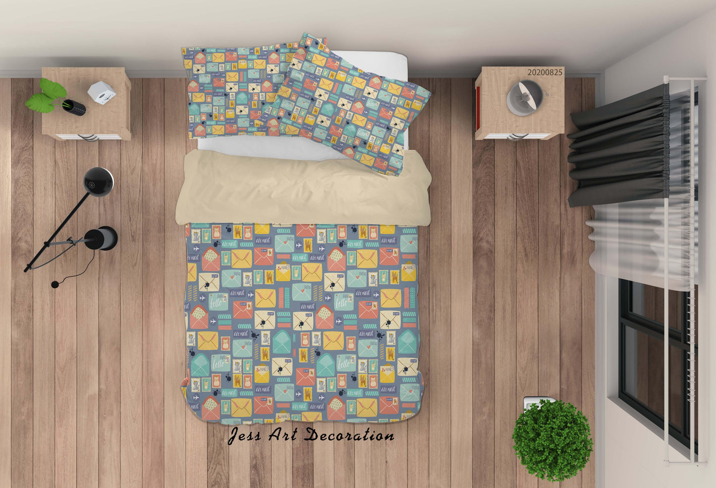 3D Cartoon Colourful Envelope Quilt Cover Set Bedding Set Duvet Cover Pillowcases WJ 3354