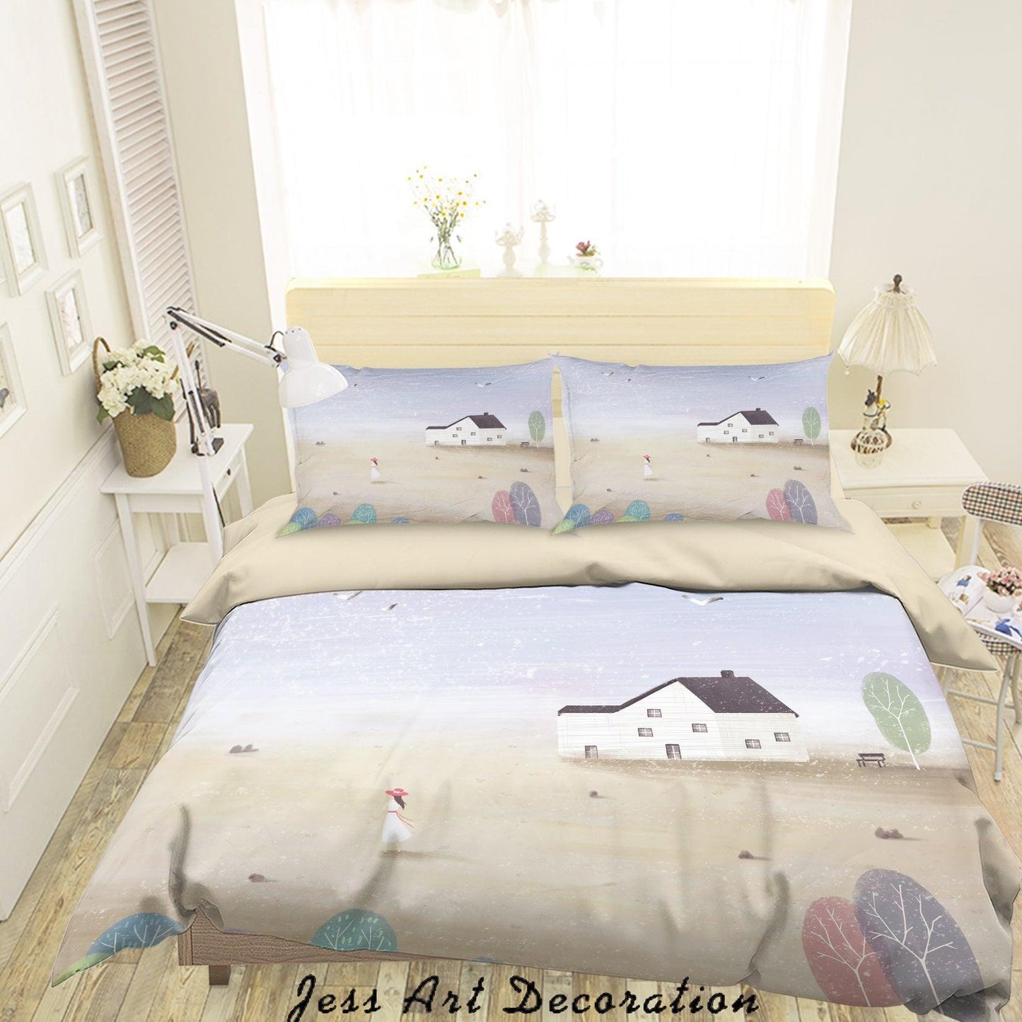 3D Cartoon House Girl Quilt Cover Set Bedding Set Duvet Cover Pillowcases A622 LQH