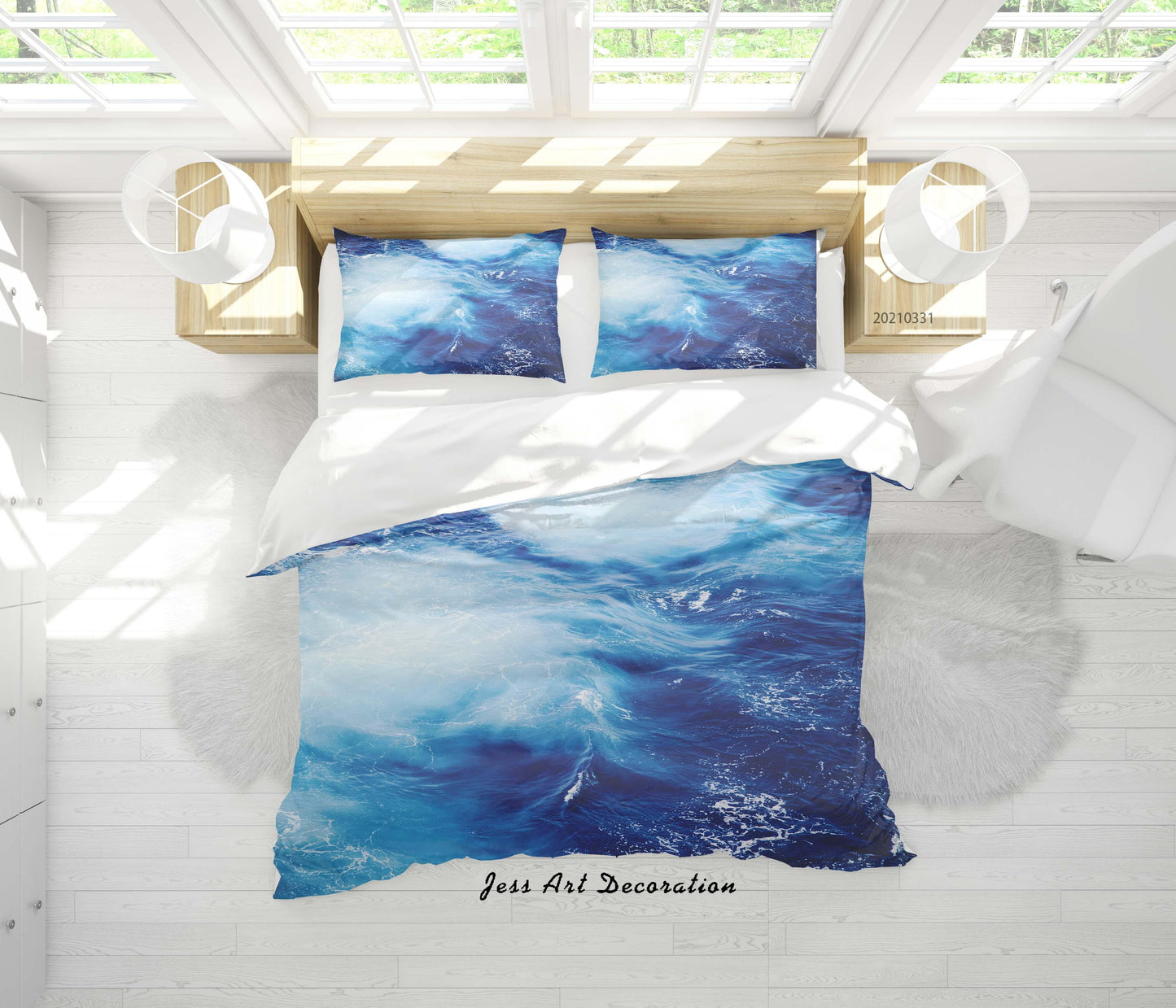 3D Blue Sea Wave Quilt Cover Set Bedding Set Duvet Cover Pillowcases 190