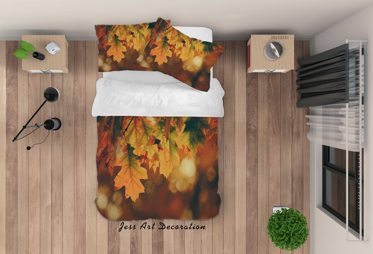 3D Autumn Leaf Landscape Quilt Cover Set Bedding Set Duvet Cover Pillowcases 306