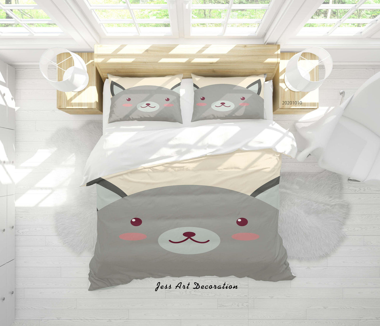 3D Cartoon Cute Animal Dog Quilt Cover Set Bedding Set Duvet Cover Pillowcases WJ 9550