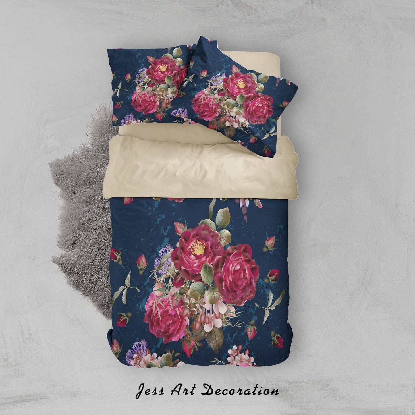 3D Black Red Flowers Quilt Cover Set Bedding Set Duvet Cover Pillowcases SF04