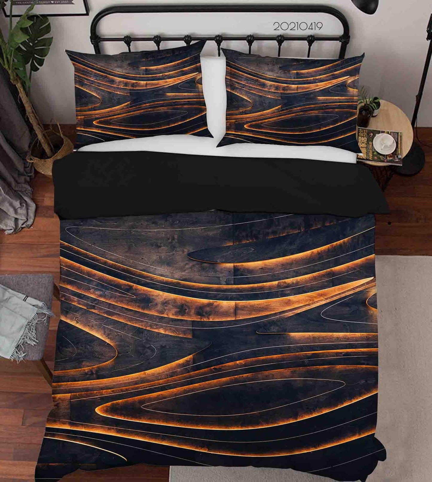 3D Abstract Golden Line Marble Quilt Cover Set Bedding Set Duvet Cover Pillowcases 170
