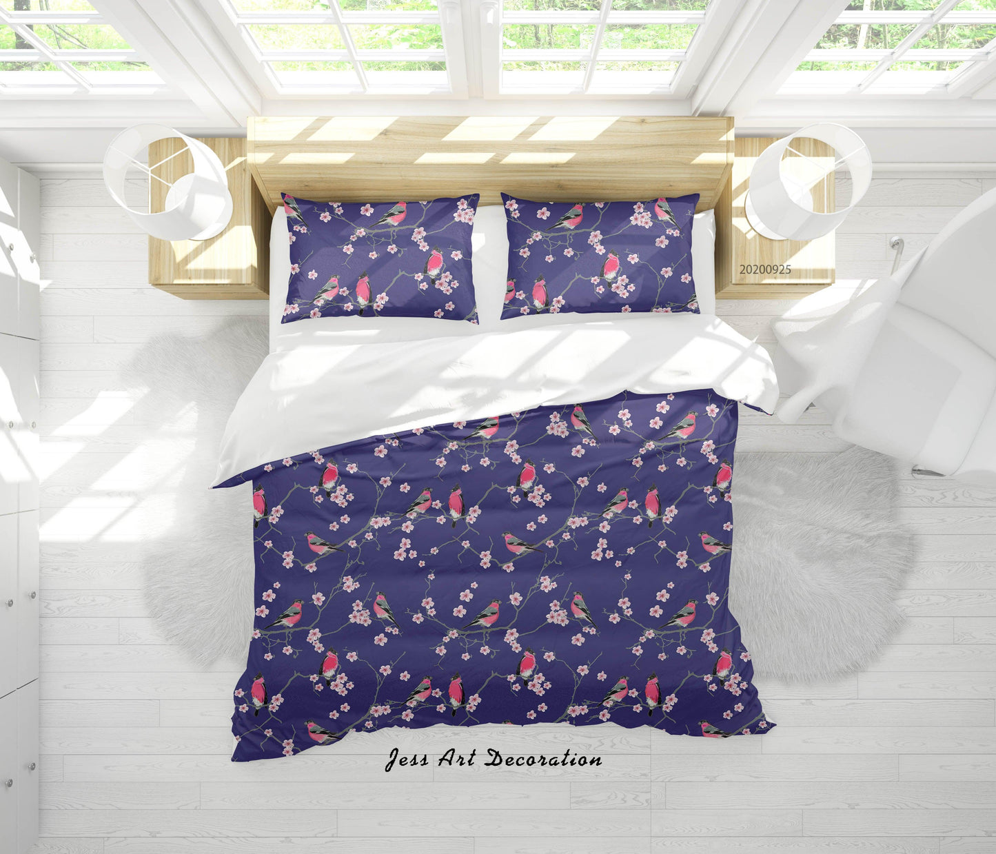 3D Cartoon Animal Floral Bird Pattern Quilt Cover Set Bedding Set Duvet Cover Pillowcases WJ 6491