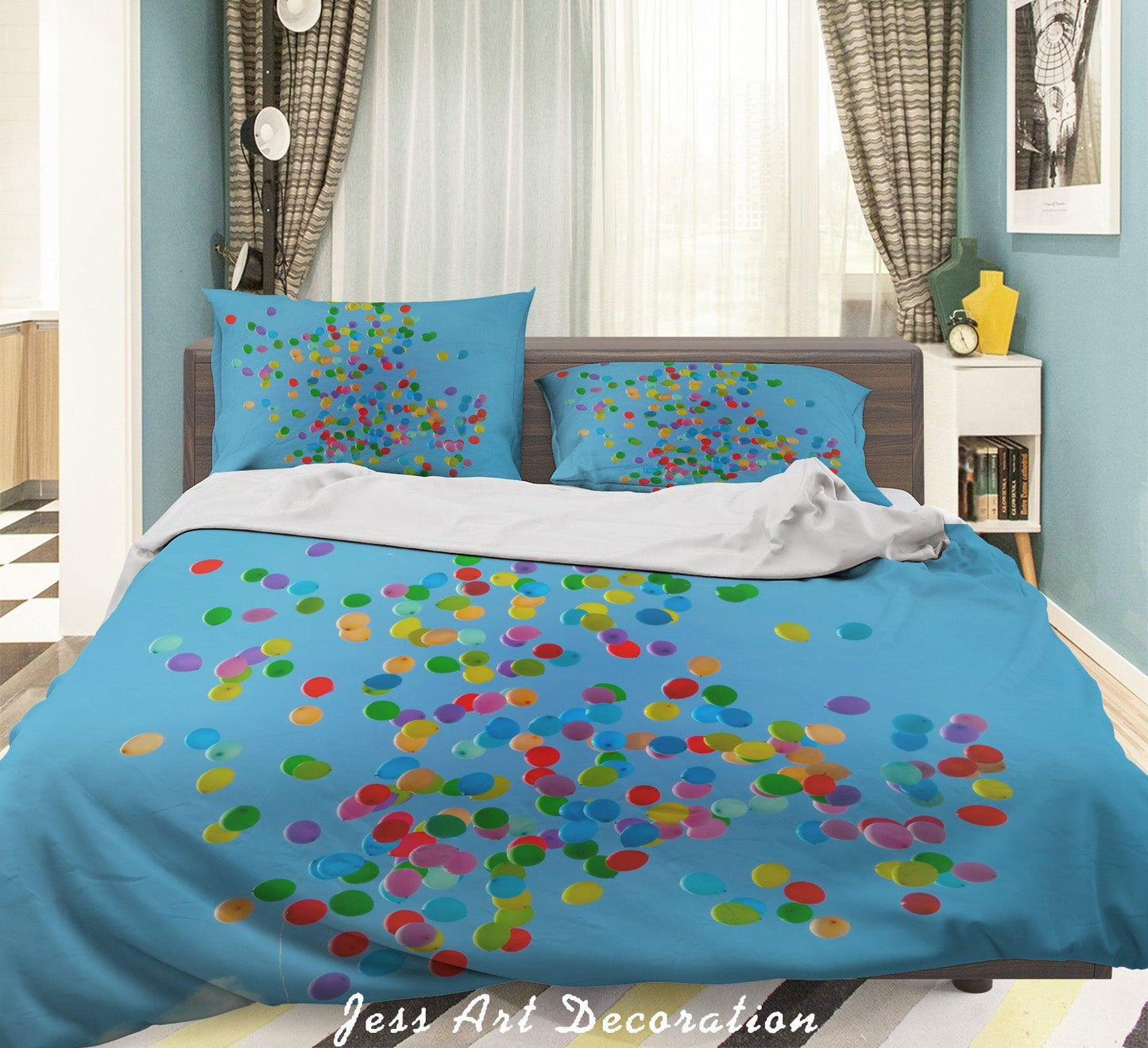 3D Blue Sky Color Balloon Quilt Cover Set Bedding Set Duvet Cover Pillowcases 155 LQH