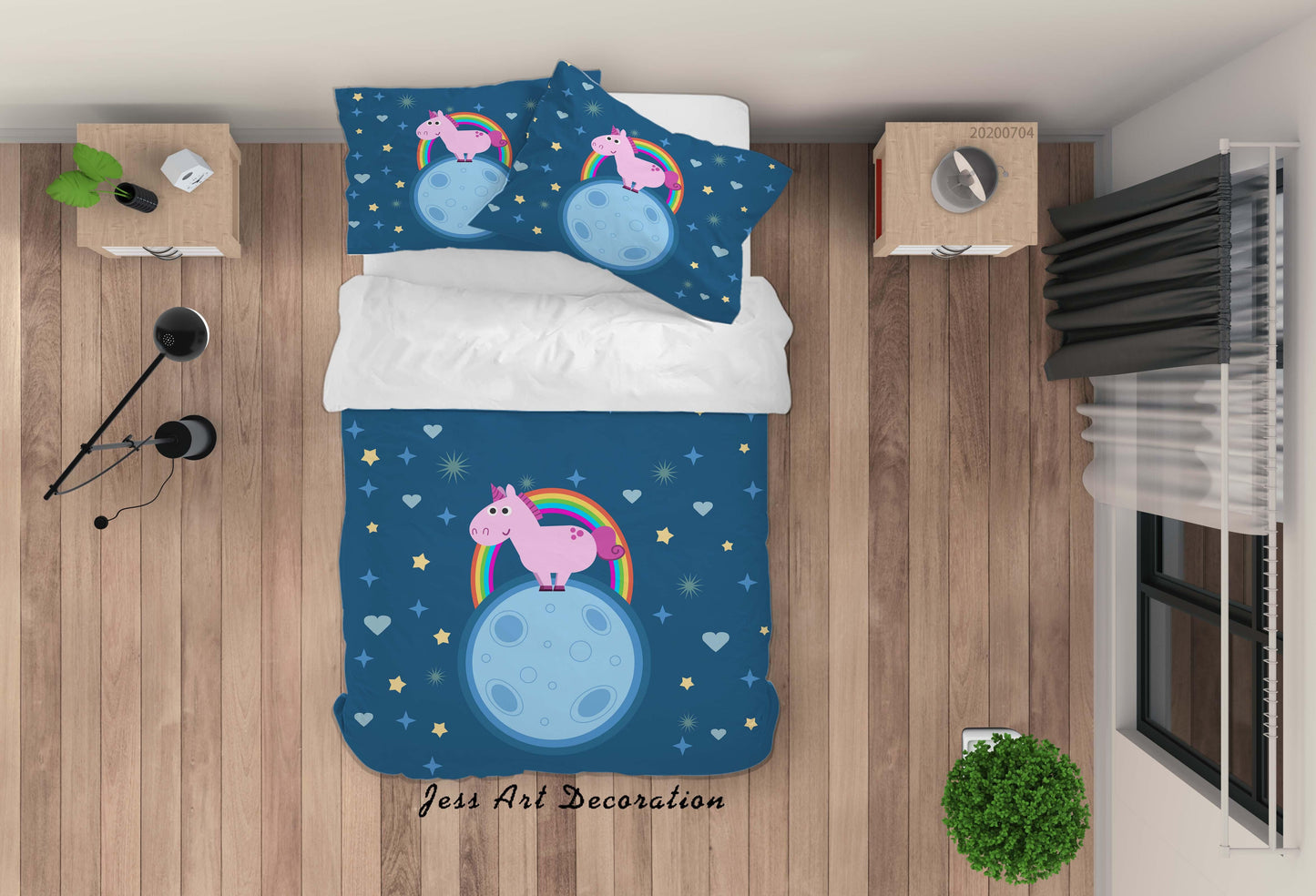 3D Blue Rainbow Unicorn Quilt Cover Set Bedding Set Duvet Cover Pillowcases SF69
