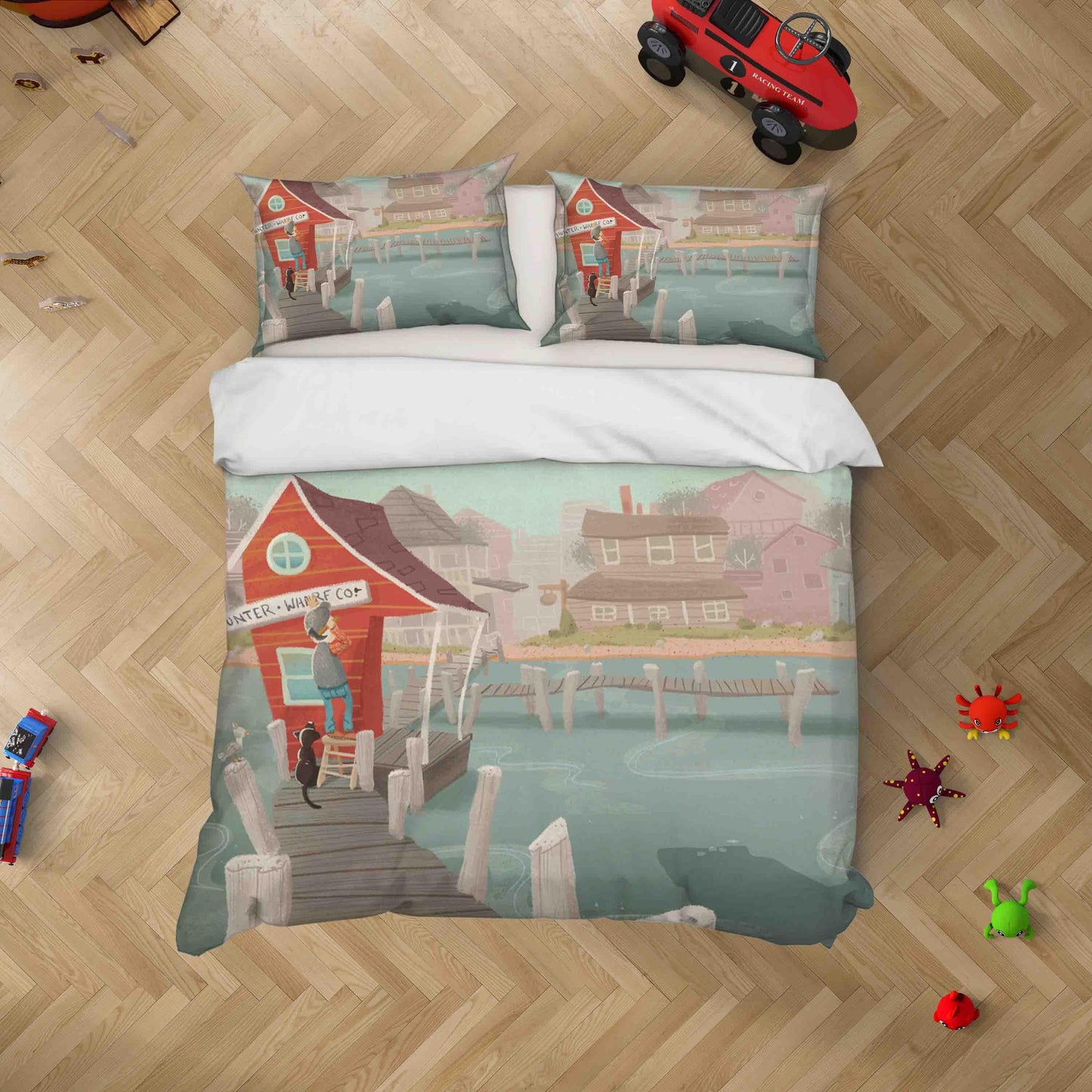 3D Cartoon House Hut Wooden Trestle Quilt Cover Set Bedding Set Duvet Cover Pillowcases SF043