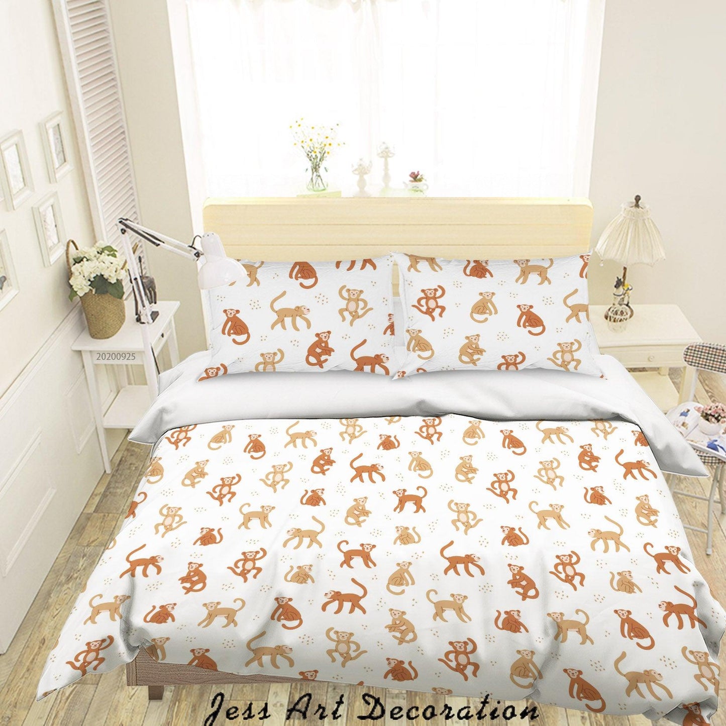 3D Cartoon Animal Monkey Pattern Quilt Cover Set Bedding Set Duvet Cover Pillowcases WJ 6425