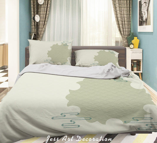 3D Abstract Light Green Quilt Cover Set Bedding Set Duvet Cover Pillowcases LXL