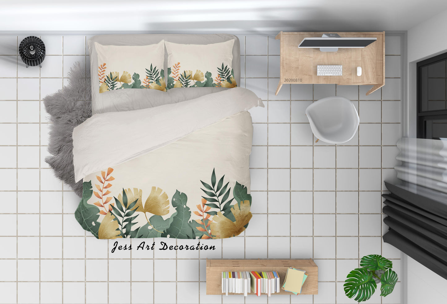 3D Autumn Plant Leaves Quilt Cover Set Bedding Set Duvet Cover Pillowcases LXL