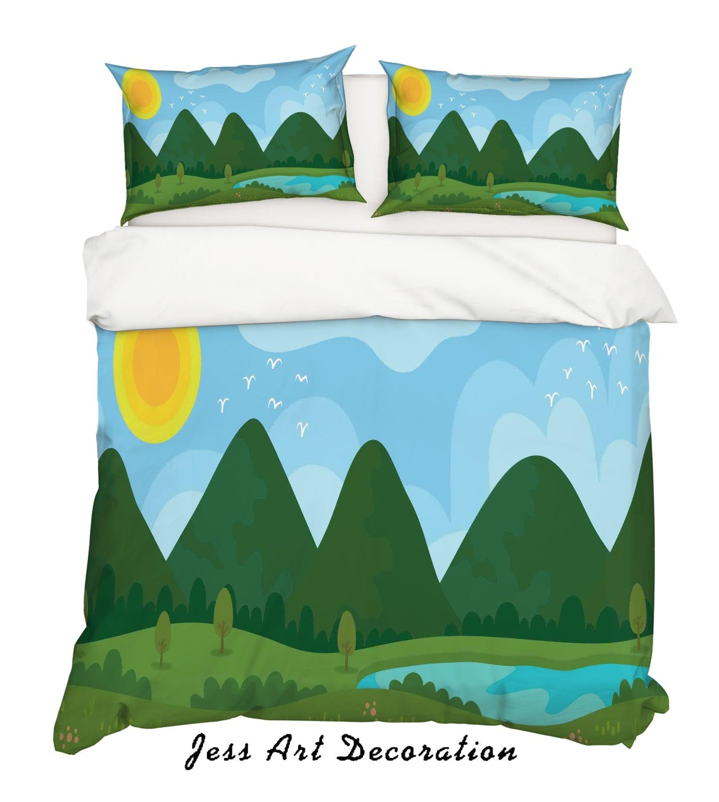 3D Cartoon Green Plants Quilt Cover Set Bedding Set Pillowcases 100