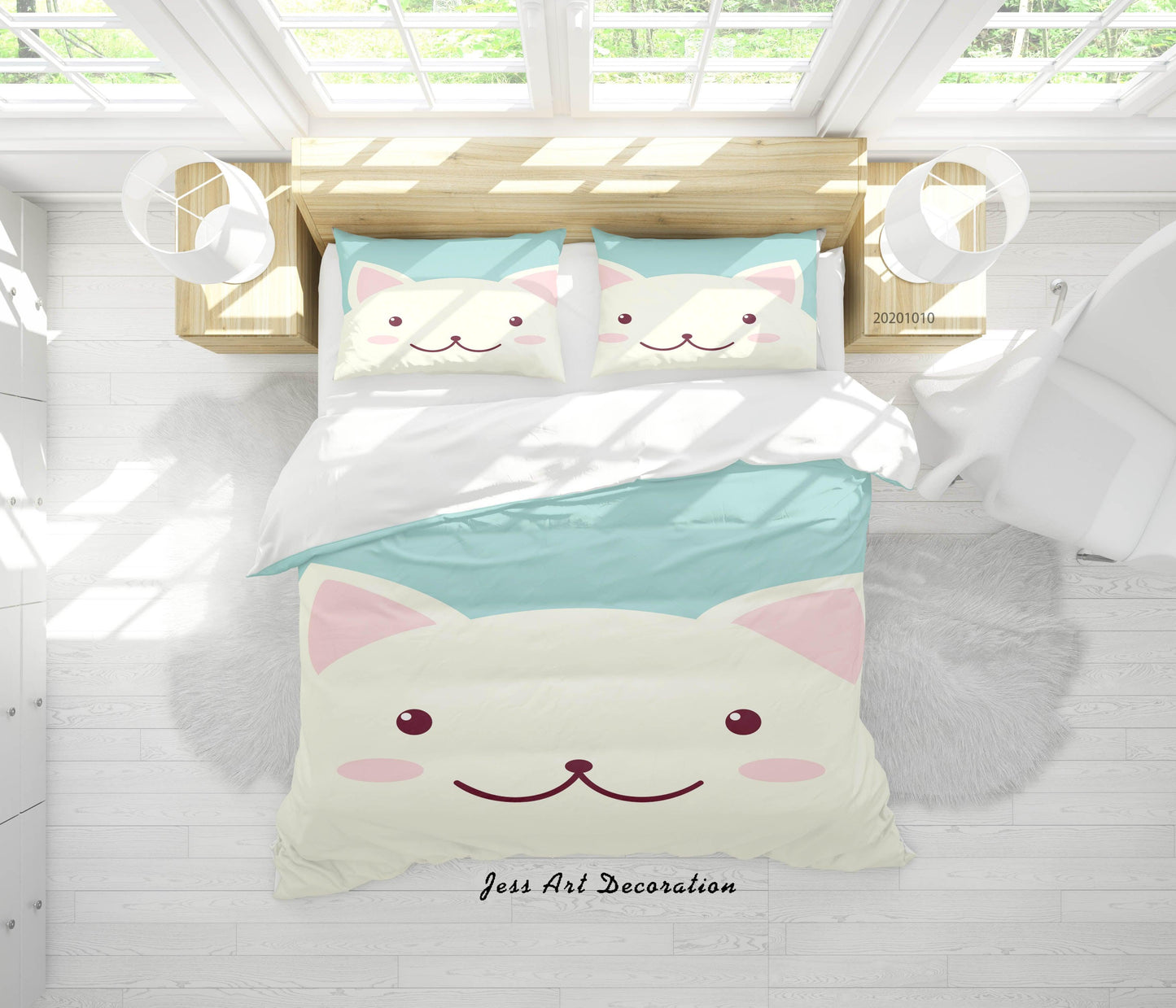 3D Cartoon Cute Animal Bear Quilt Cover Set Bedding Set Duvet Cover Pillowcases WJ 9531