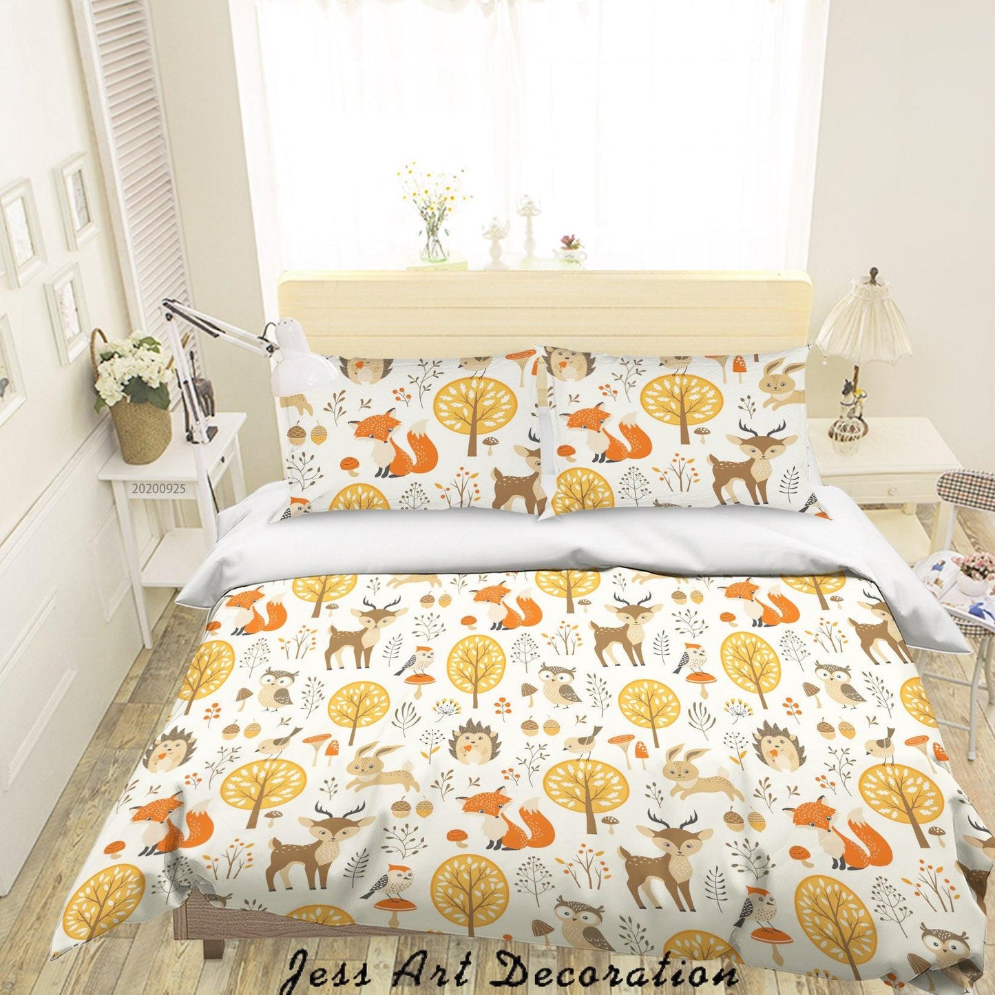 3D Cartoon Animal Bird Fox Tree Pattern Quilt Cover Set Bedding Set Duvet Cover Pillowcases WJ 6443