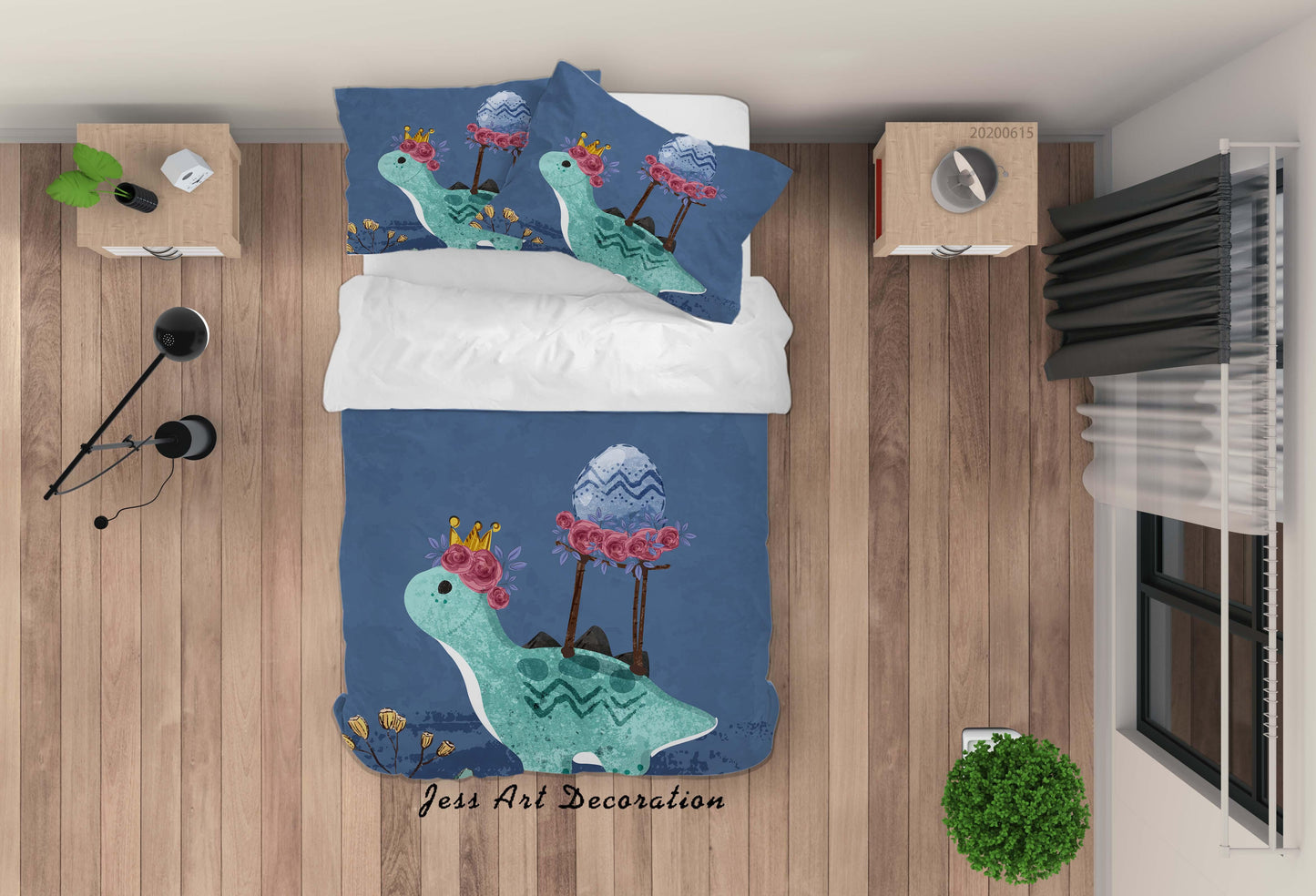 3D  Blue Dinosaur Egg Quilt Cover Set Bedding Set Duvet Cover Pillowcases SF22