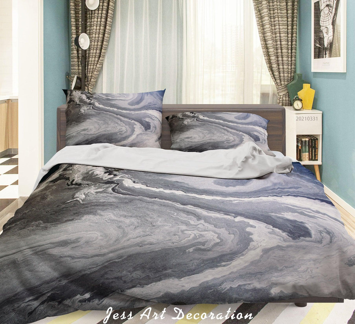 3D Abstract Grey Marble Quilt Cover Set Bedding Set Duvet Cover Pillowcases 247