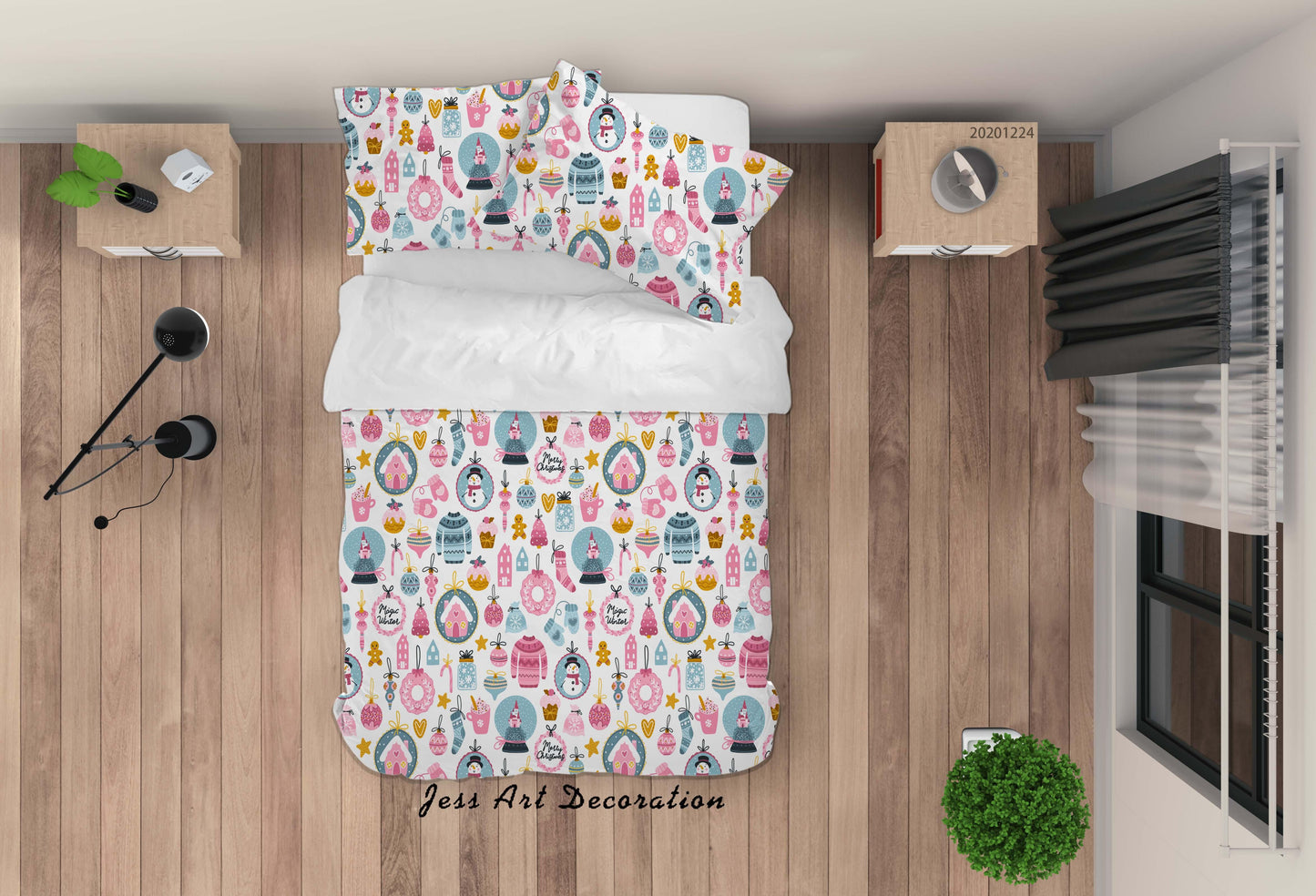 3D Cartoon Christmas Design Quilt Cover Set Bedding Set Duvet Cover Pillowcases 1 LQH