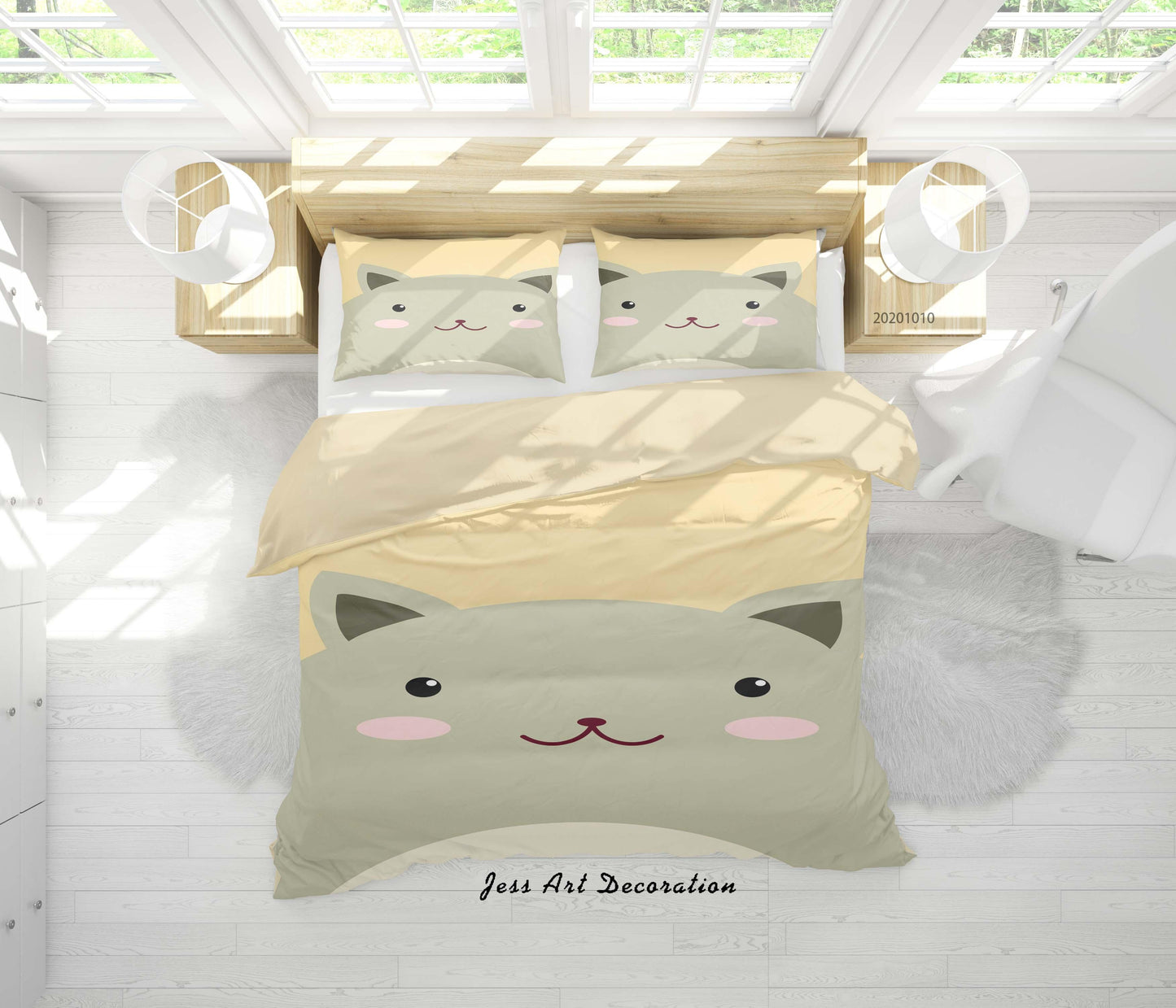 3D Cartoon Cute Animal Bear Quilt Cover Set Bedding Set Duvet Cover Pillowcases WJ 9534