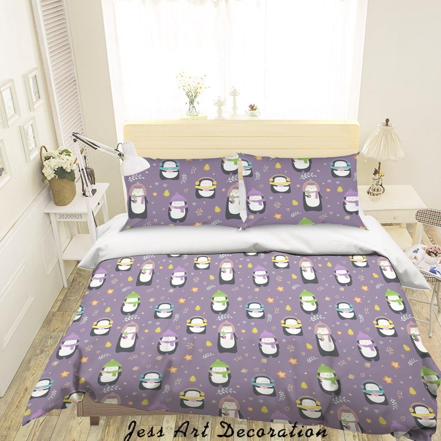 3D Cartoon Animal Penguin Pattern Quilt Cover Set Bedding Set Duvet Cover Pillowcases WJ 6437