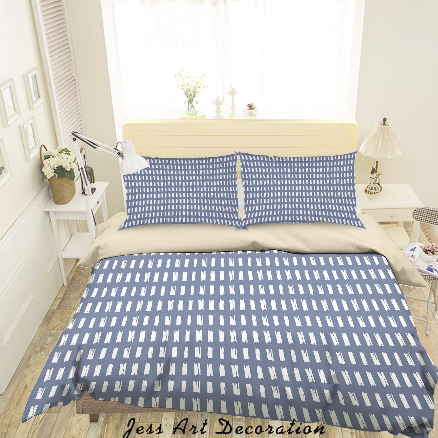 3D Blue Line Pattern Quilt Cover Set Bedding Set Duvet Cover Pillowcases SF97