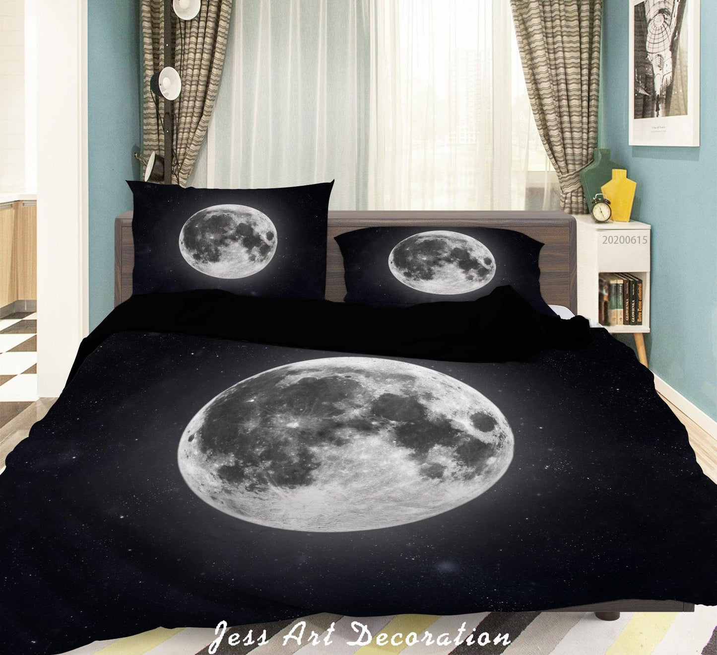 3D Black Moon Quilt Cover Set Bedding Set Duvet Cover Pillowcases SF73
